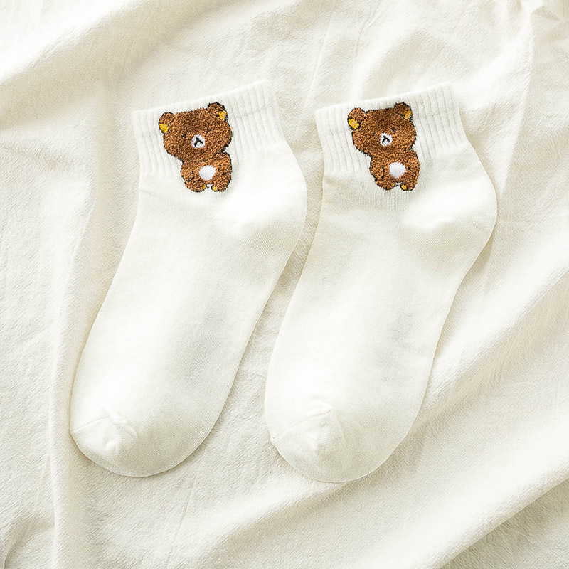 Ms. Socks Female Spring And Summer Cartoon Bear Socks Loop Yarn Sports And Leisure Socks Shallow Mouth Socks